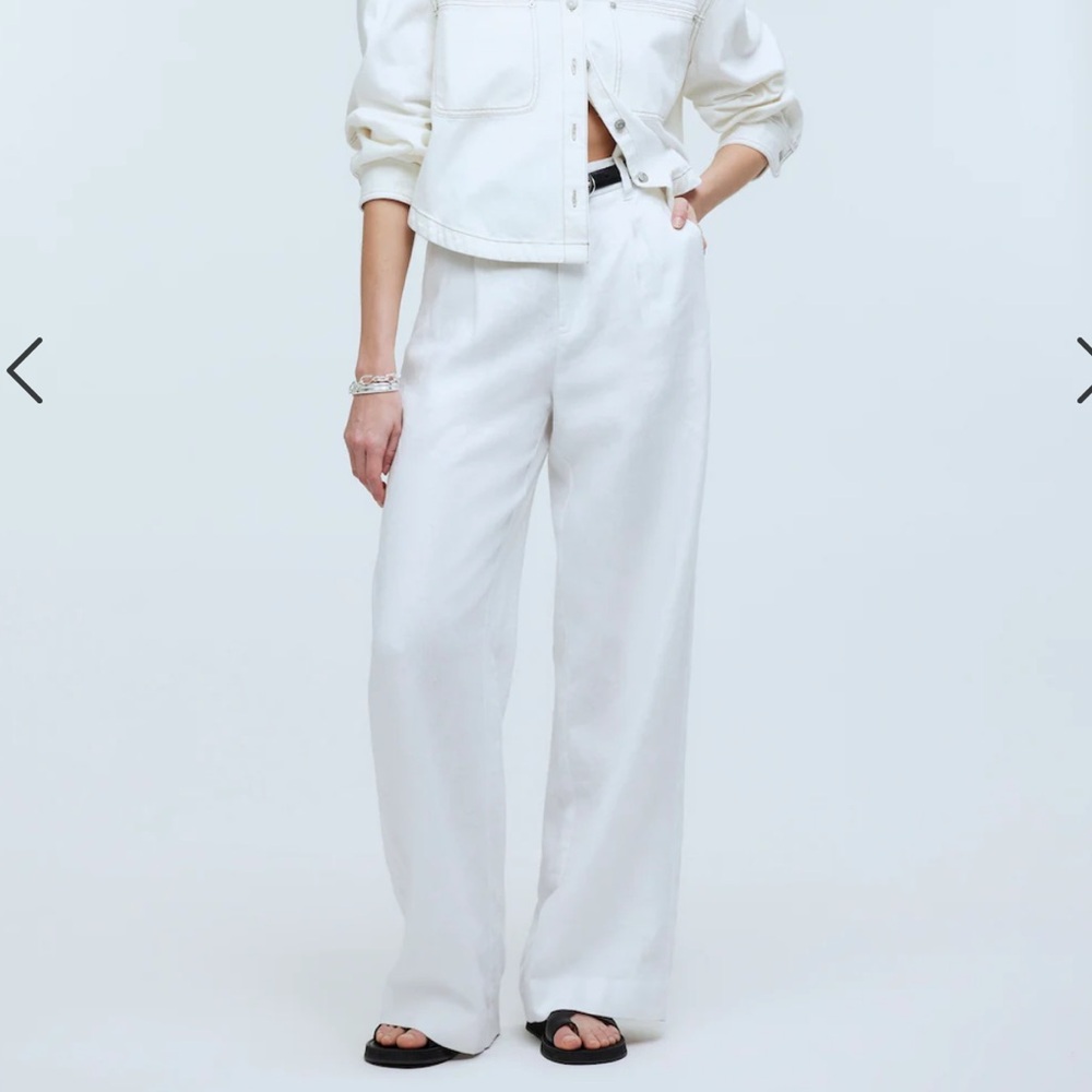 Madewell Harlow Wide Leg Pant in 100% linen - White